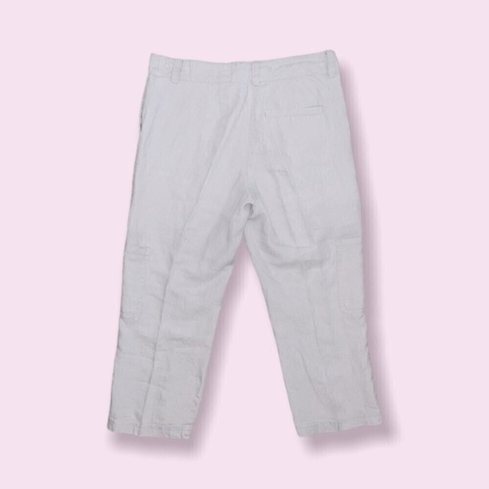 Eileen Fisher 100% Organic Linen Pants Light Grey Cropped Coastal Womens Size 2 - Picture 2 of 8